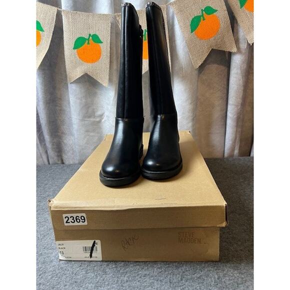 Steve Madden Youth Girls J-Alix Embellished Leather Boots, Black Size 13 - Picture 7 of 7